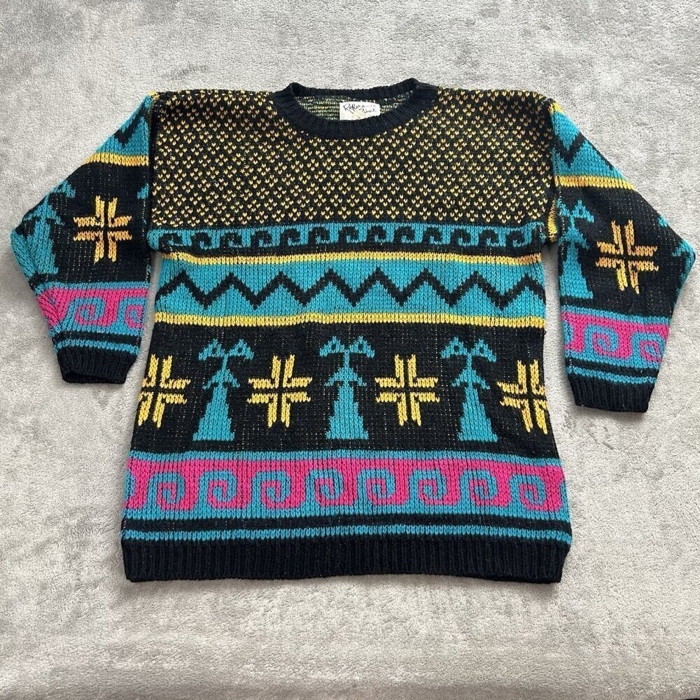Vintage Reference Point by Dray Sweated Womens Small Knit Abstract Geometric